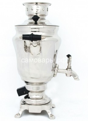 Электрический самовар из латуни никелированный на 1,5 литра форма "Тюльпан" с защитой от выкипания в Ялуторовске - jalutorovsk.mebel-74.com | фото
