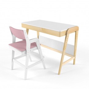 Комплект растущий стол и стул с чехлом 38 попугаев «Вуди» (Белый, Белый, Розовый) в Ялуторовске - jalutorovsk.mebel-74.com | фото