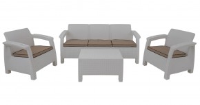 Комплект уличной мебели Yalta Premium Terrace Triple Set (Ялта) белый (+подушки под спину) в Ялуторовске - jalutorovsk.mebel-74.com | фото