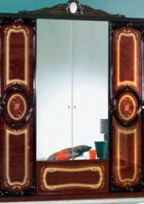 Шкаф 4-х дверный с зеркалами (01.144) Роза (могано) в Ялуторовске - jalutorovsk.mebel-74.com | фото