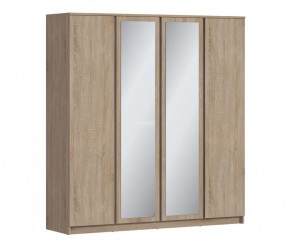 Шкаф 4х дверный с зеркалами Веста СБ-3082 (Дуб Сонома) в Ялуторовске - jalutorovsk.mebel-74.com | фото