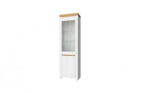 Шкаф с витриной  1V1D, TAURUS, цвет белый/дуб вотан в Ялуторовске - jalutorovsk.mebel-74.com | фото